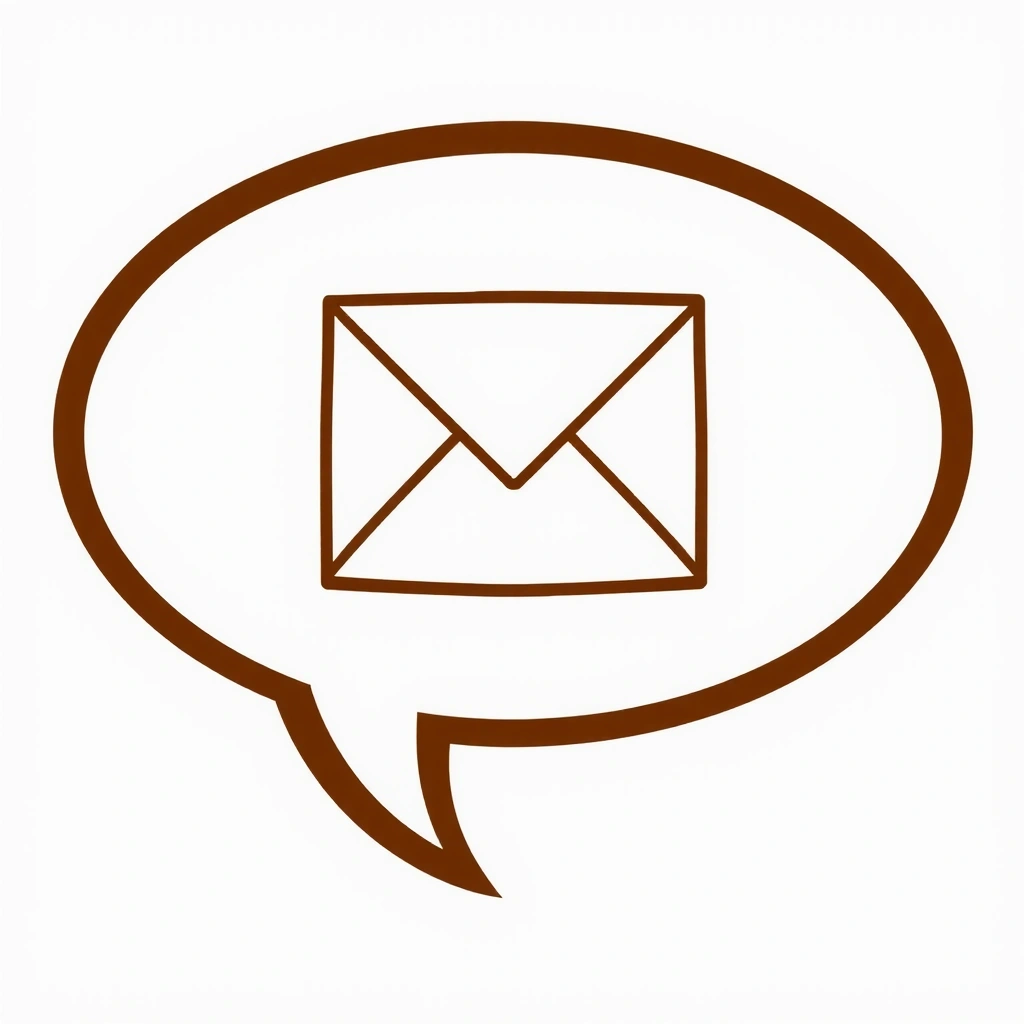 Ilustración de un sobre de carta y un mensaje de chat, simbolizando la comunicación