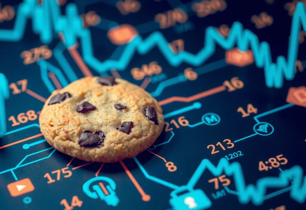 Ilustración de una galleta (cookie) de ordenador con datos