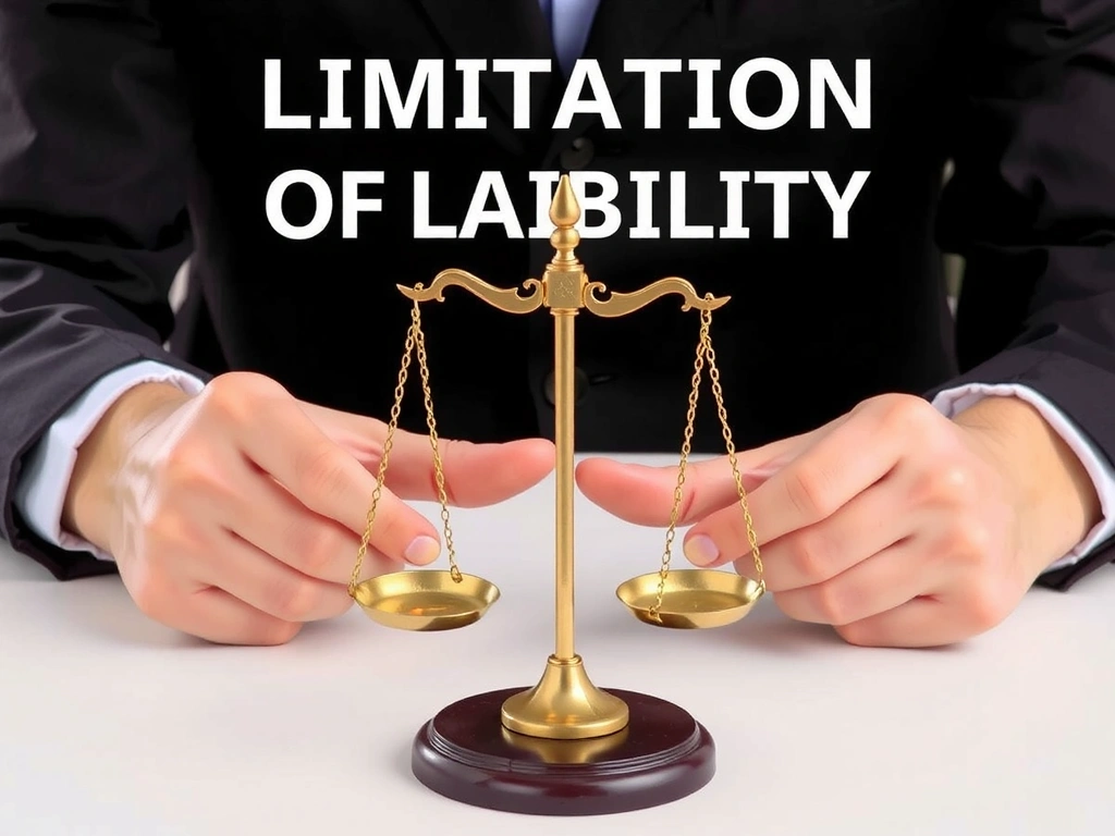 Manos sosteniendo una balanza, simbolizando la limitación de responsabilidad y la equidad.